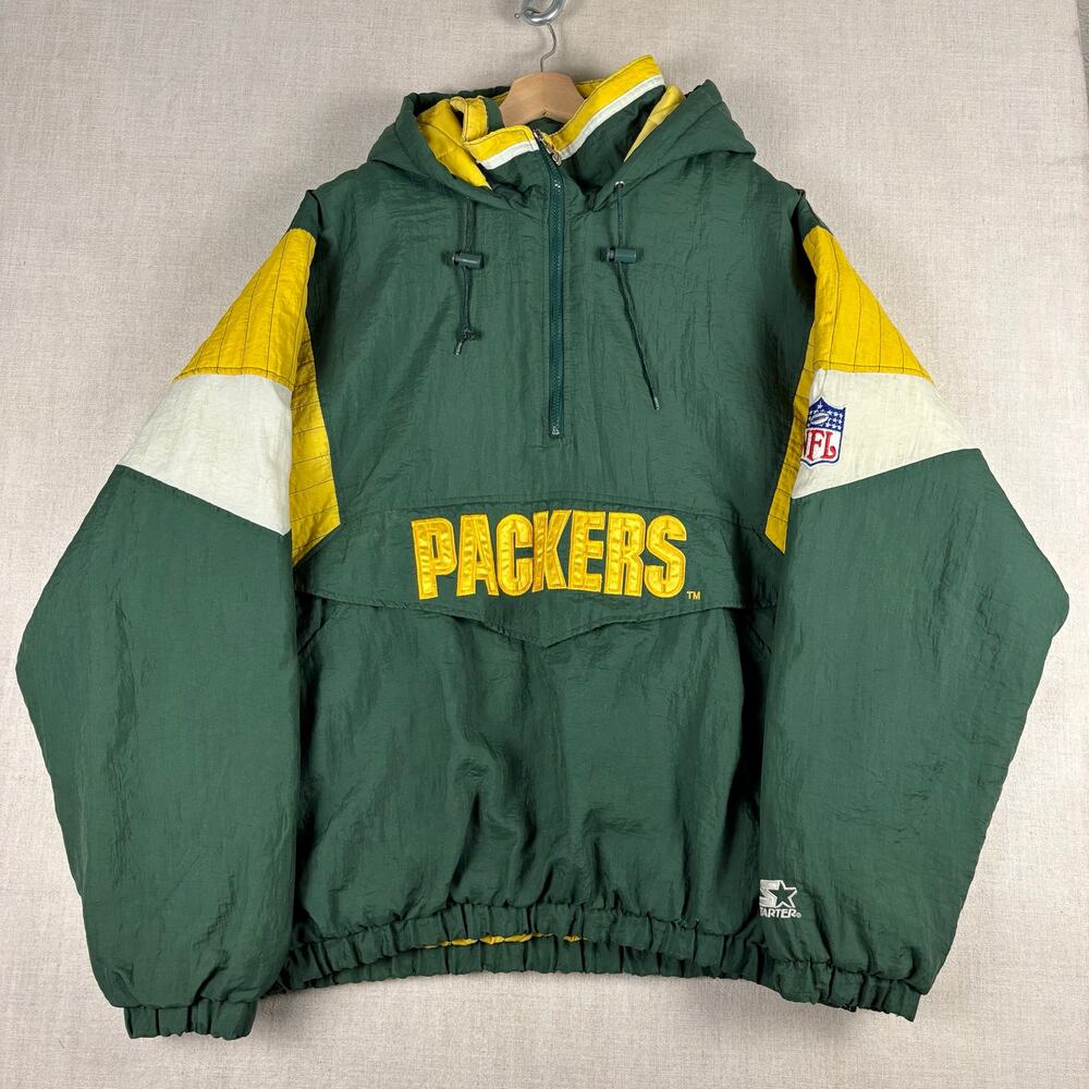 Vintage Green Bay Packers Starter Pull Over Puffer Jacket XL